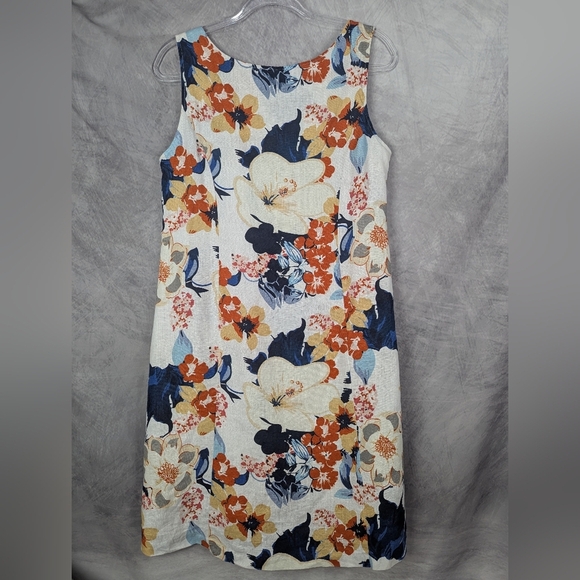 Charlie B Small 100% Linen Hi-Lo Dress Sleeveless Bold Floral Pristine - Picture 2 of 12